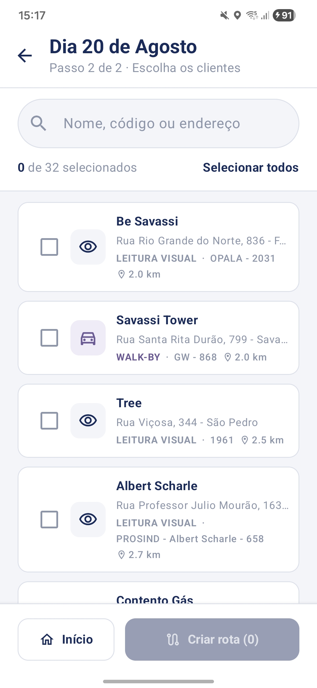 LegitField &mdash; select clients for the route