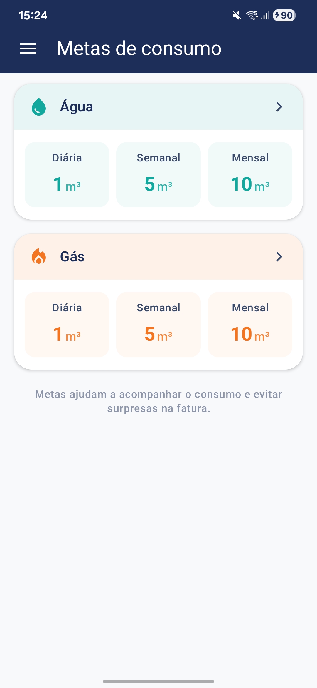 LegitApp — consumption goals for water and gas